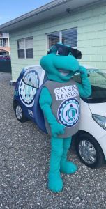 Turtle Mascot Costume at work