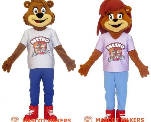 Bear boy and girl mascot costumes