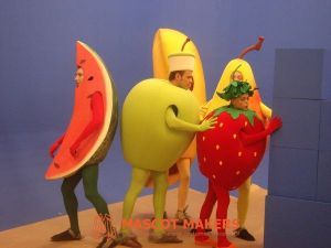 watermelon, apple, banana, strawberry and pear mascot costumes