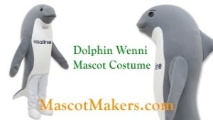 Dolphin Wenni Mascot Costume for WASALINE, Finland